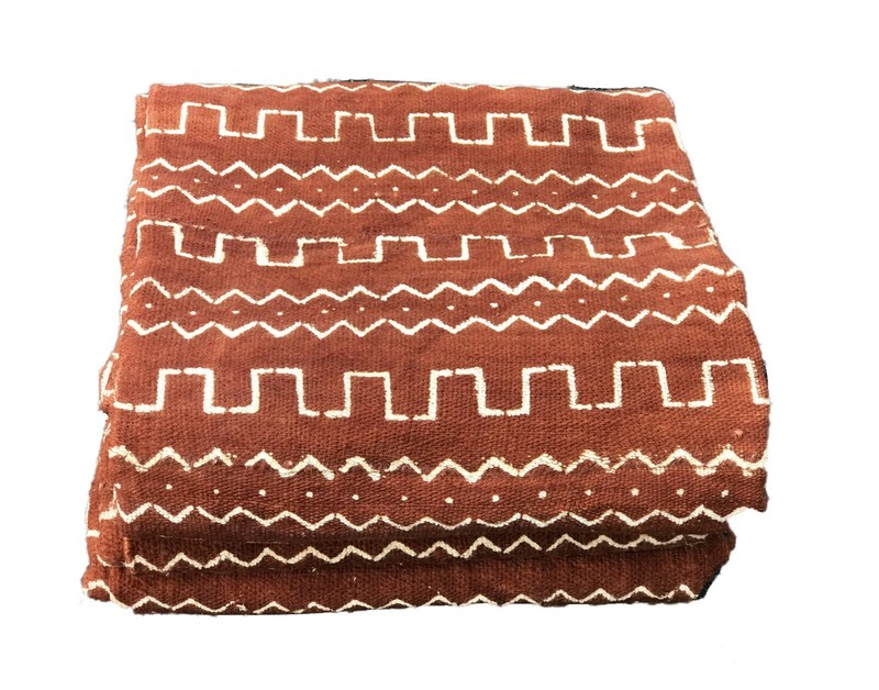 Pair Of African Bogolan Textile Brown and white Mud Cloth 64" by 41" gallery