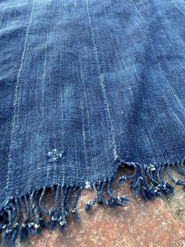 Vintage African Indigo Denim Mossi Mudcloth 65” L x 39” W | No. 100 gallery