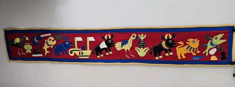 Vtg Abomey Benin Applique Banner Wall hanging African Textile Tapestry