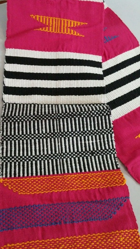 Kente Ewe strip 4in wide 64in length pink black gold white blue gallery