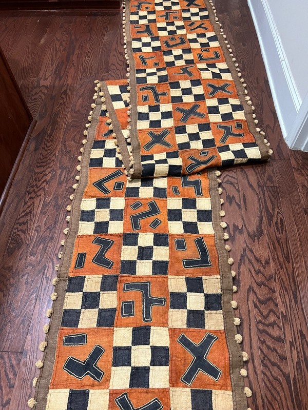 genuine 13 feet African (Congo) Kuba Raffia cloth fabric, natural woven handmade gallery