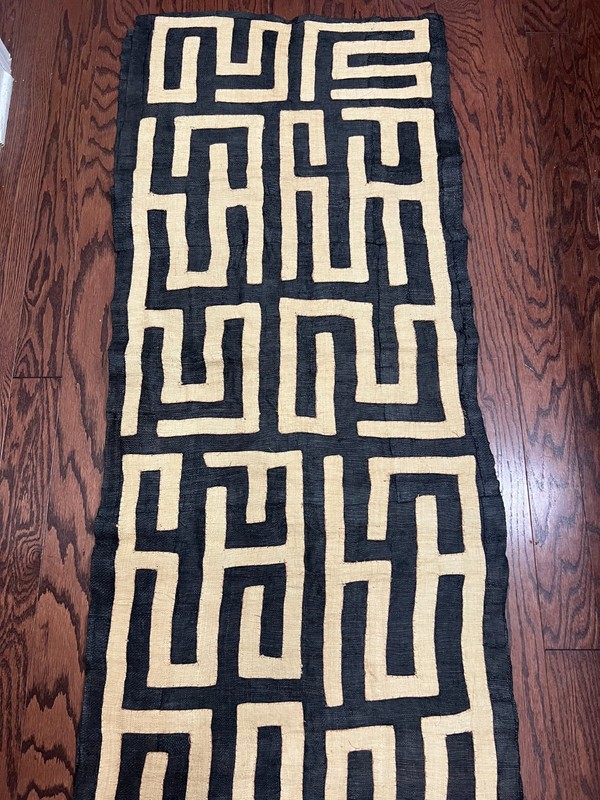 genuine 9 feet African (Congo) Kuba Raffia cloth fabric, natural woven handmade gallery