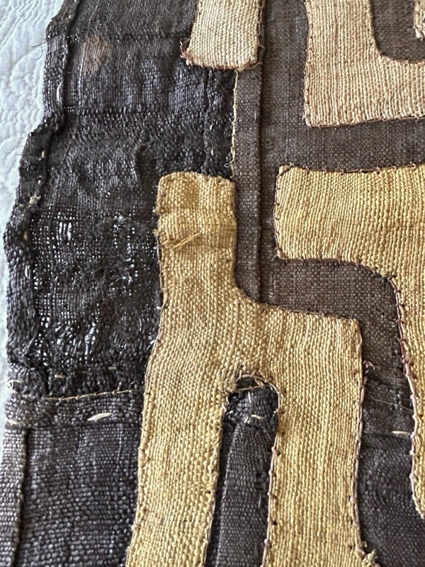 Vintage Kuba Cloth Panel 24-27”x126” Handwoven With Appliqués ￼ gallery