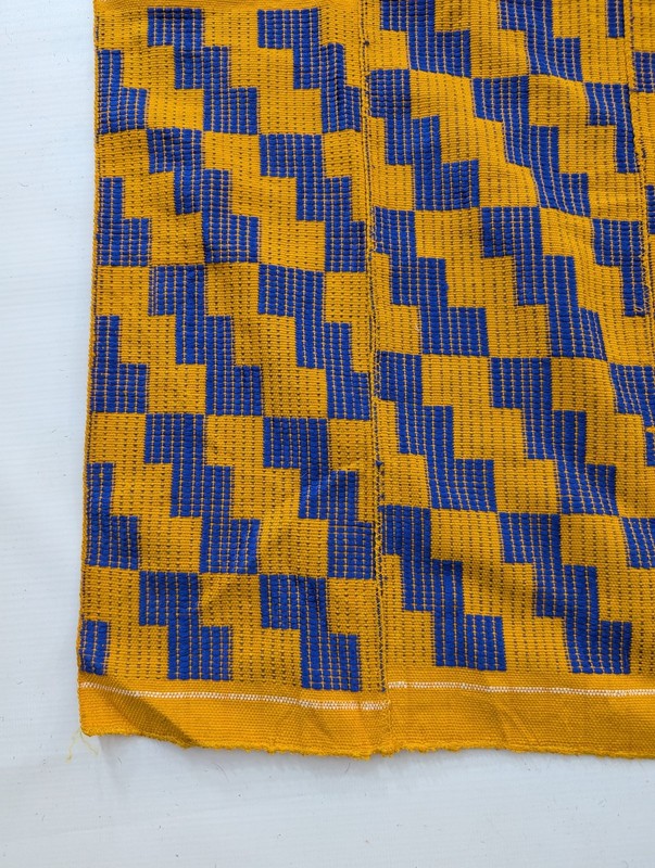 Vintage African Handwoven Patchwork Ghanaian Multicolor Kente Cloth 126x78in gallery