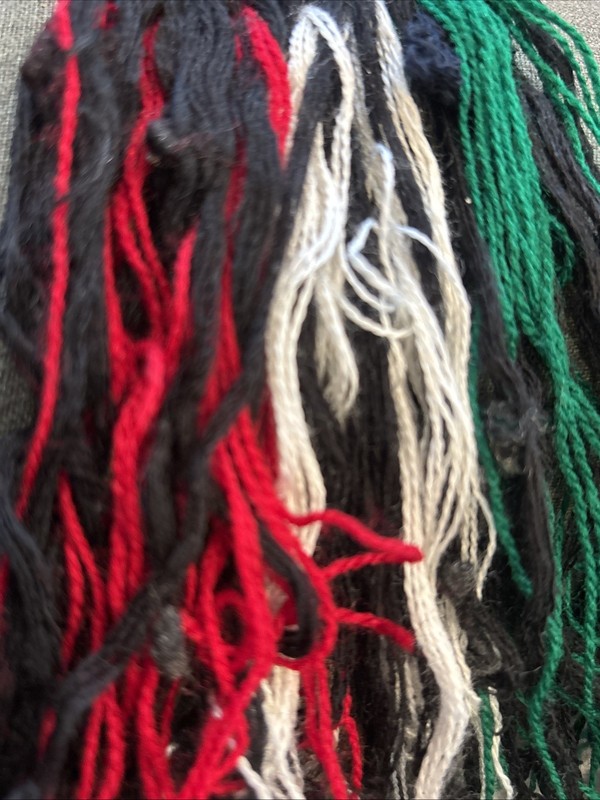 Handwoven Pan African Color Scarf Sash Red Black White Fringe Folk Art Textile gallery