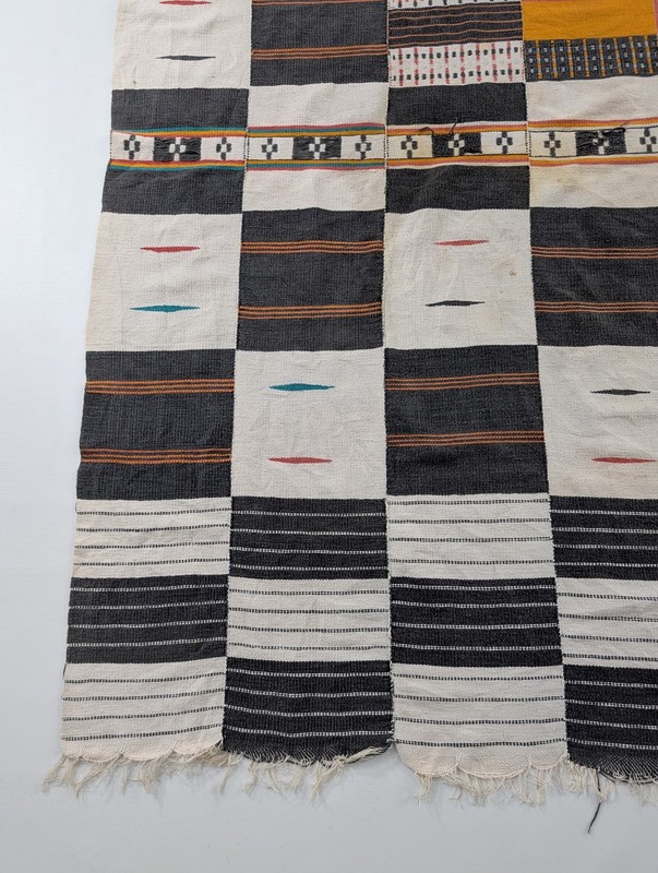 Vintage African Handwoven Patchwork Ghanaian Multicolor Kente Cloth 94x61in gallery