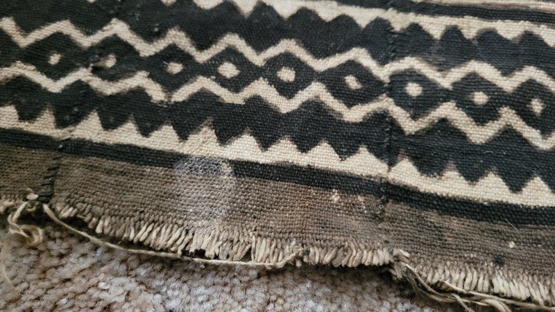African Hand spun Woven Dyed Vintage Mud Cloth Throw Black, Cream, 36"x55" gallery