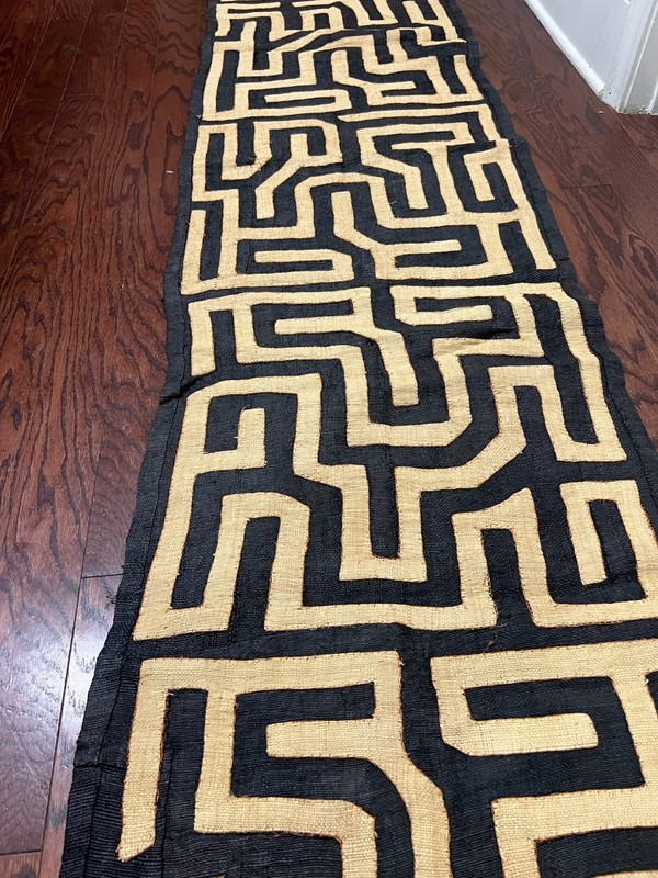 genuine 11 feet African (Congo) Kuba Raffia cloth fabric, natural woven handmade