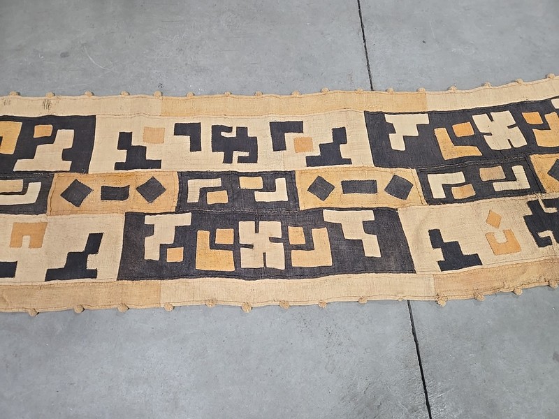 genuine 11 feet African (Congo) Kuba Raffia cloth fabric, natural woven handmade gallery