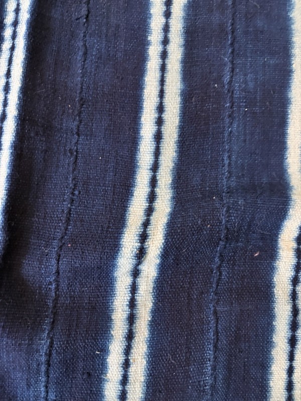Vintage African Indigo Denim Shibori Mudcloth Fabric 59” L x 38" W Textile 1192 gallery