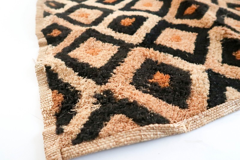 NEW Vintage African Kuba Shoowa Cloth Raffia Textile Panel 25×20 Kasai Velvet 02