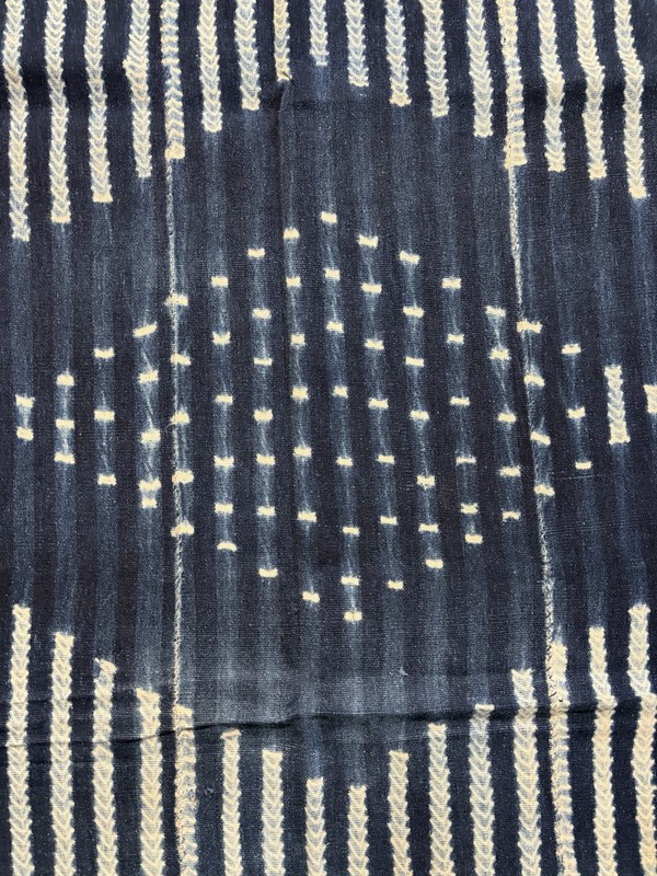 Vintage African Indigo Denim Shibori Mudcloth Fabric 60” L x 42” W Textile #478 gallery