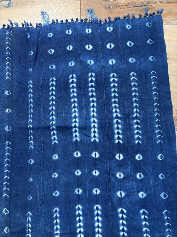 Vintage African Indigo Denim Shibori Mudcloth Fabric 57” L x 44” W Textile #426 gallery