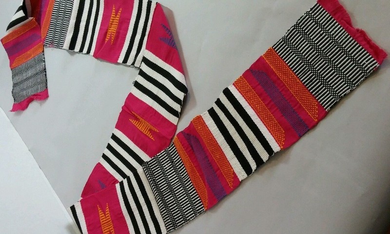Kente Ewe strip 4in wide 64in length pink black gold white blue gallery
