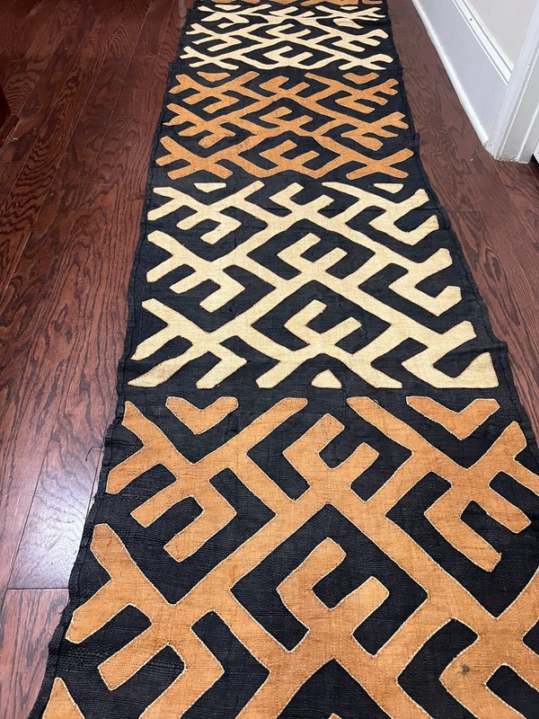 genuine 10 feet African (Congo) Kuba Raffia cloth fabric, natural woven handmade