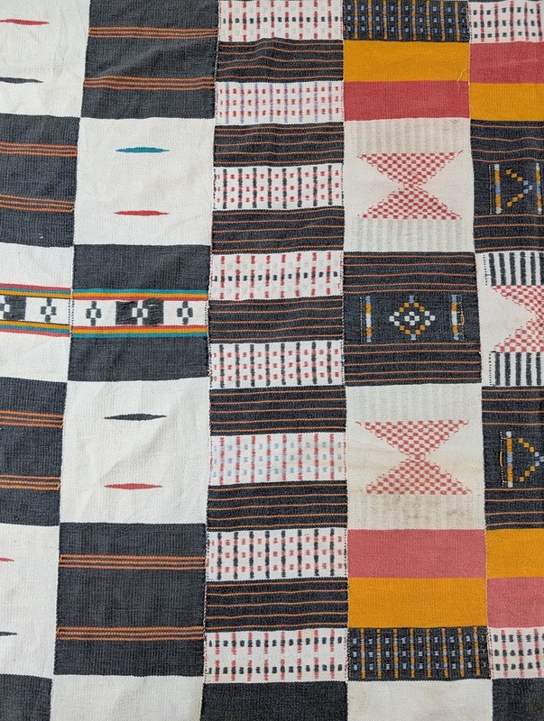 Vintage African Handwoven Patchwork Ghanaian Multicolor Kente Cloth 94x61in gallery