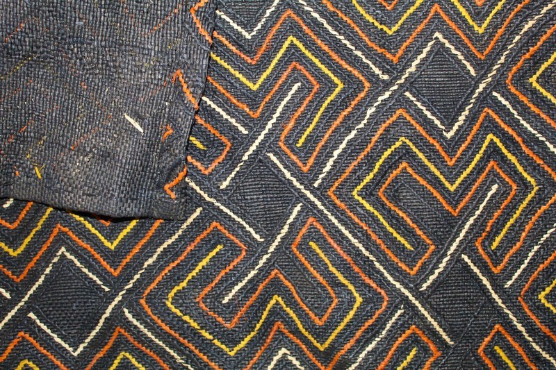 Vintage Black Kuba Bakuba Fabric for Hom Decor/ Bakuba Congo Fabric gallery