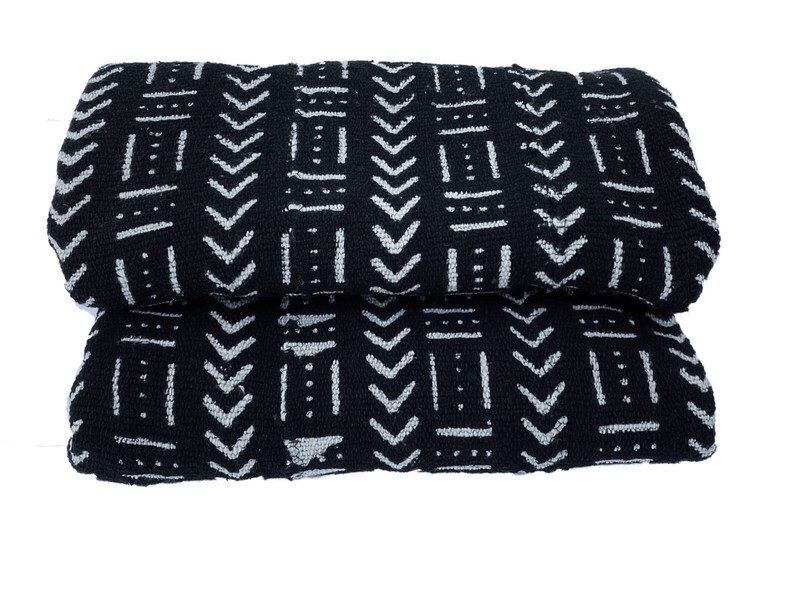 #3851/3803African Black and White Mud Cloth Textile / Blanket Mali 62" by 43 gallery
