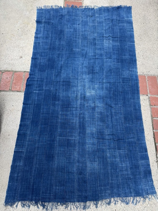 Vintage African Indigo Denim Mossi Mudcloth 79”L x 43”W Textile Throw | No. 169 gallery