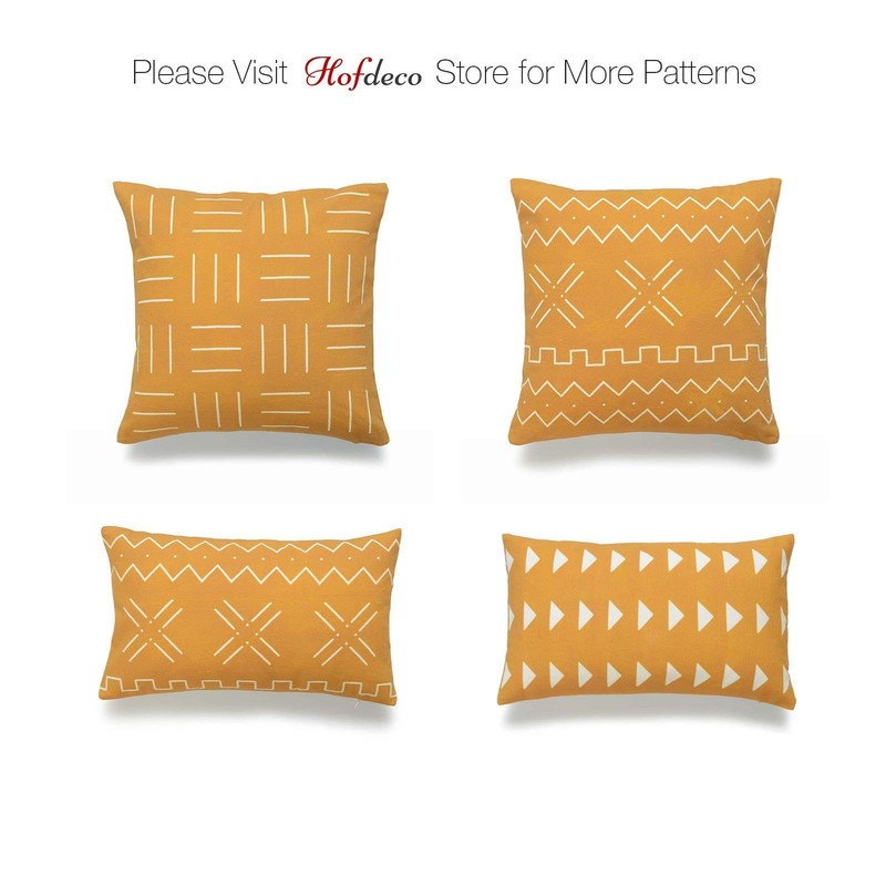 Hofdeco African Mudcloth Pillow Cover ONLY, Mustard Yellow X Stripes, 18"x18" 1 gallery