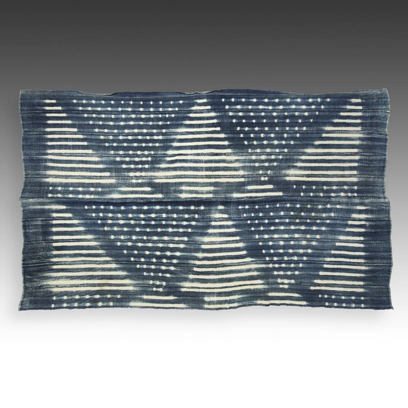 WOMAN’S WRAP SKIRT MOSSI INDIGO HAND DYE COTTON BURKINA FASO W. AFRICA 20TH C