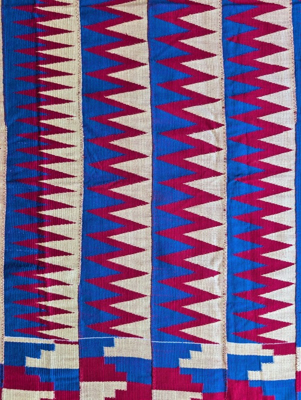 Vintage African Hand Woven Ashanti Kente Clothe Ghana Textile 32"X66" Rare Color gallery