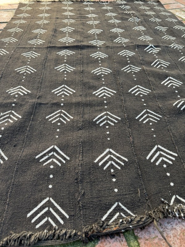 Vintage African Mudcloth Black Textile Throw 59” L x 41” W Textile | No. 129 gallery