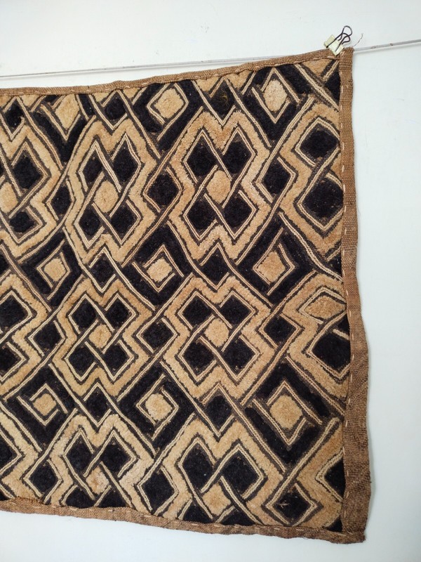Vintage woven Kuba Cloth Raffia Textile Traditional African Congo item 624 gallery