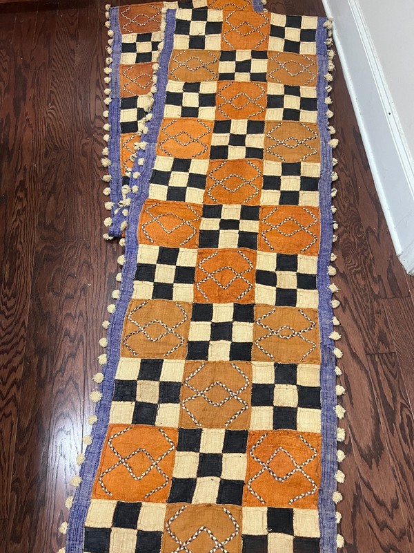genuine 13 feet African Congo Kuba Raffia cloth fabric natural woven handmade gallery
