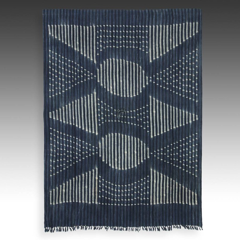 WOMAN’S WRAP SKIRT MOSSI INDIGO HAND DYE COTTON BURKINA FASO W. AFRICA 20TH C