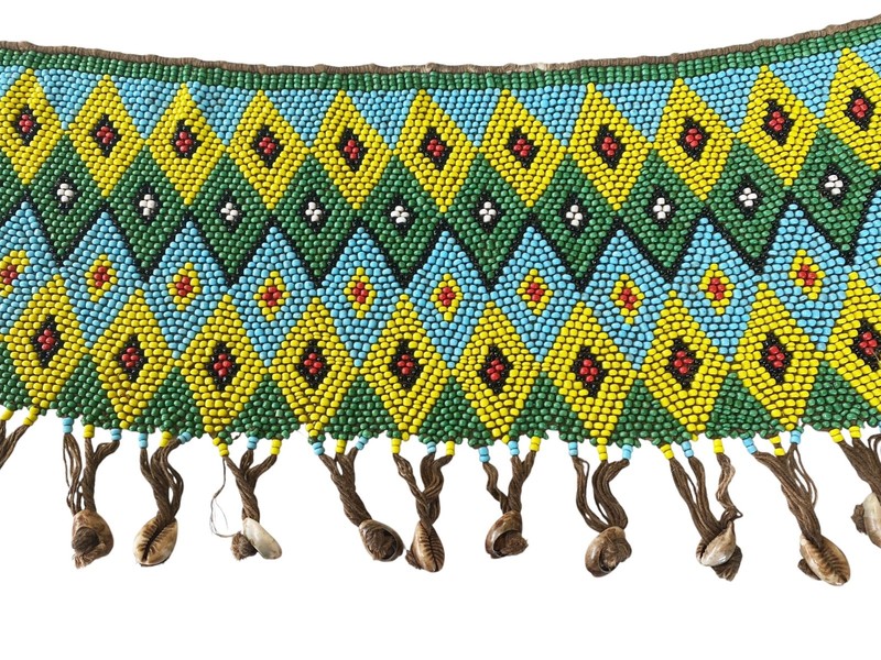#67 Vintage Ceremonial Skirt Kirdi Beaded Cache Sex Pikuran Cameroon 18" w gallery