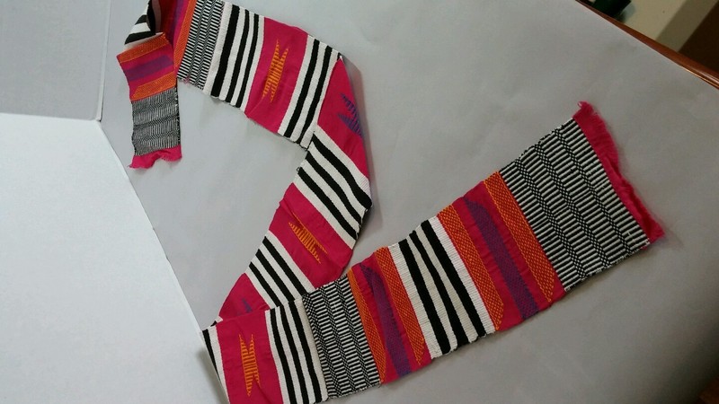 Kente Ewe strip 4in wide 64in length pink black gold white blue
