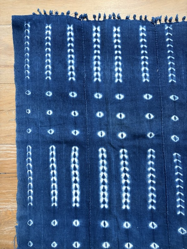 Vintage African Indigo Denim Shibori Mudcloth Fabric 57” L x 44” W Textile #426 gallery