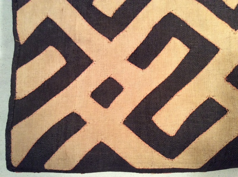 Antique African Raffia Textile, Black White and Red Pattern gallery