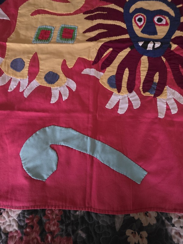 Vintage West Africa FON Appliqué Lion King Patchwork Hand Sewn Textile Tapestry gallery