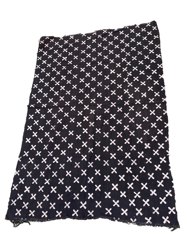 African Black and White Mud Cloth Textile / Blanket Mali 61" by 42" gallery