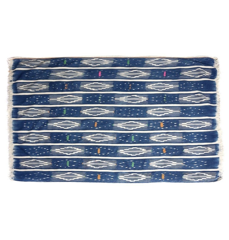 Vintage Baule ikat embroidered indigo cloth from Cote d’Ivoire, West Africa BL59