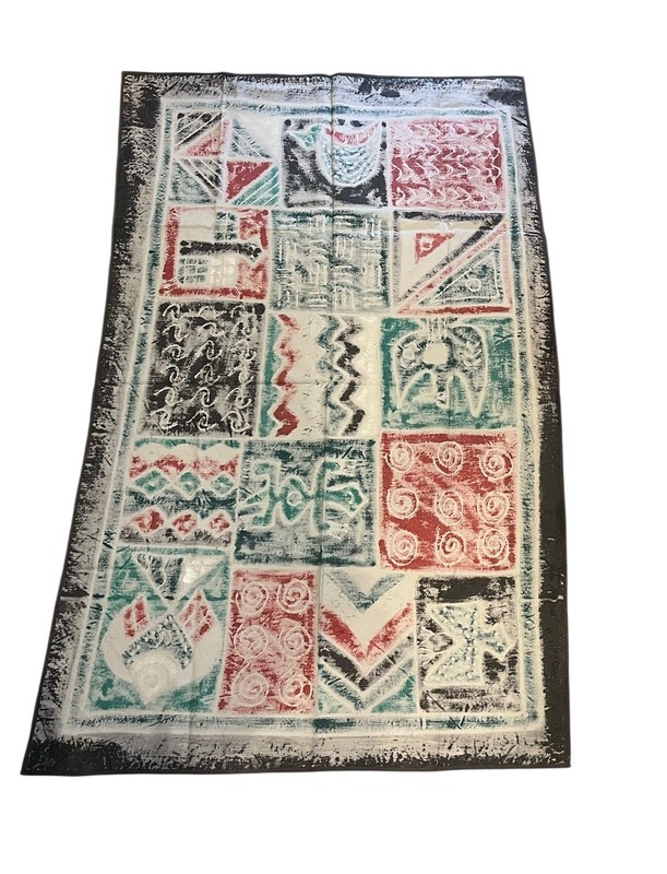 Vintage African Zimbabwe Batik Hand Painted 100% Cotton Wall Decor Tablecloth gallery