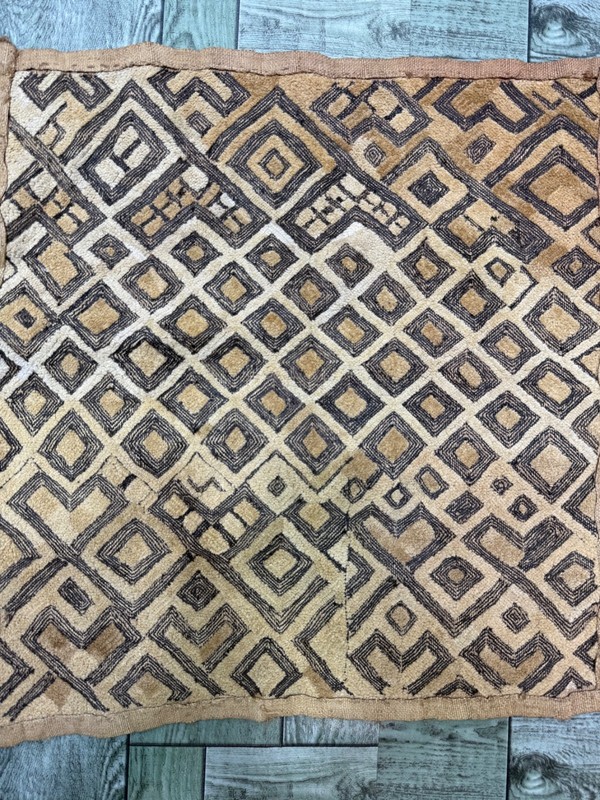 Vintage Beautiful Hand Woven African Raffia Congo Cloth Textile 50x50 Cm gallery