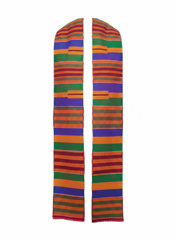 Authentic Traditional Multicolor Kente Cloth Stole, Ceremonial Handwoven Kente gallery