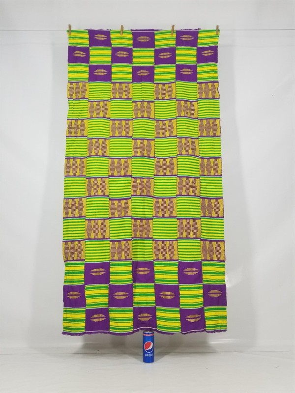 Vintage Traditional Handwoven African Kente Textile Panel 63×33 inches