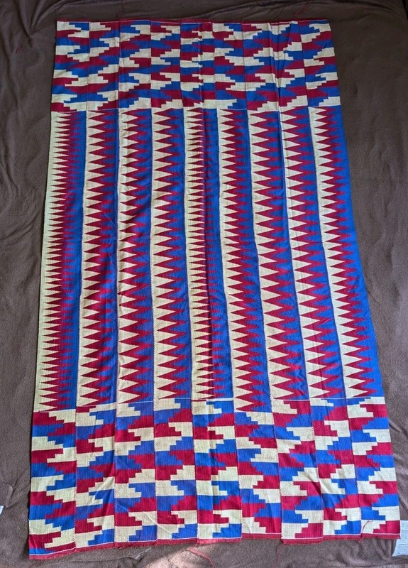 Vintage African Hand Woven Ashanti Kente Clothe Ghana Textile 32"X66" Rare Color gallery
