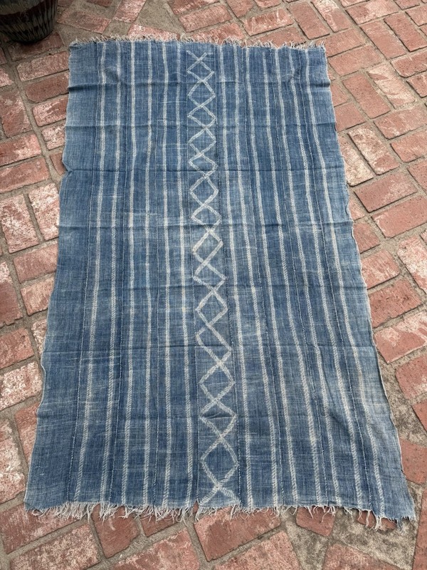 Vintage African Indigo Denim Shibori Stripe Mudcloth | No. 71 gallery