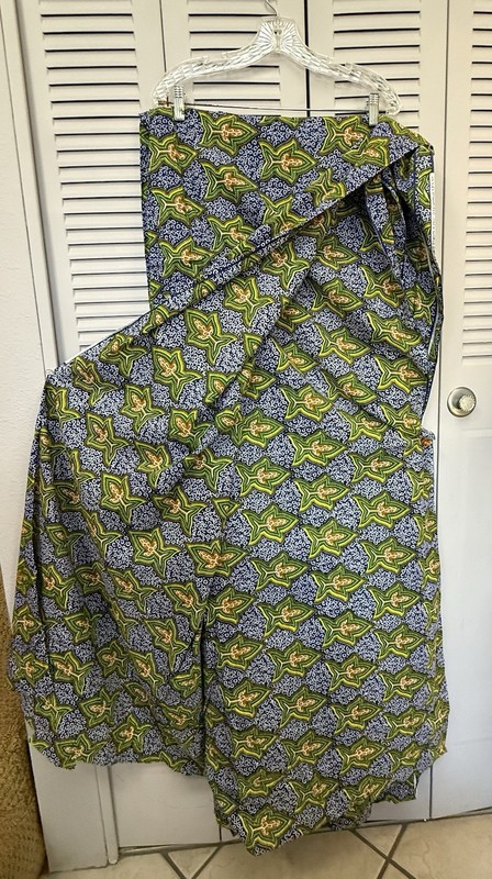 African Wax Print Textile Fabric 42”x 3 yards Guinea Hinatex Blue, White,Yellow gallery