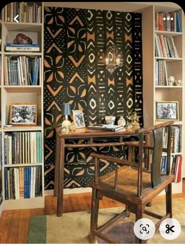 # 7225 Malian Brown & White Mud Cloth Textile 62" H by 44" w gallery