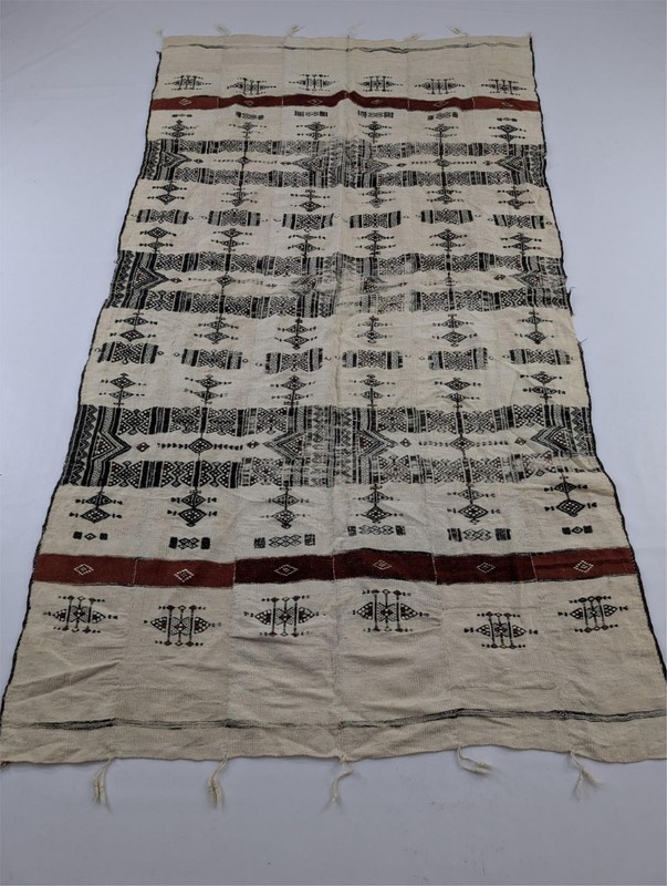 Vintage Traditional African Handwoven Mali Fulani Wedding Blanket 88x51in