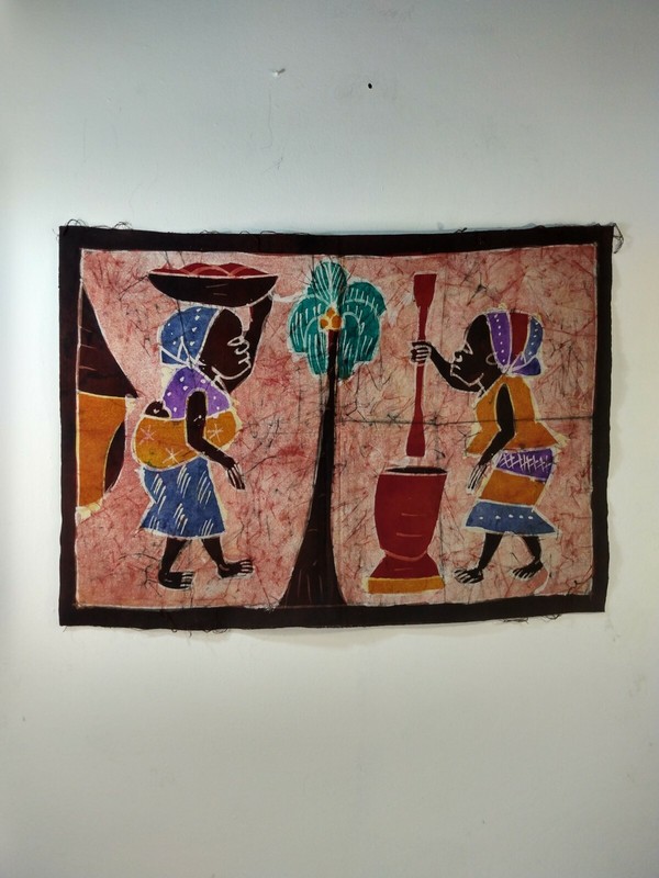 Handmade Original African Tie Dye Women at the Village fabric Wall Art gallery