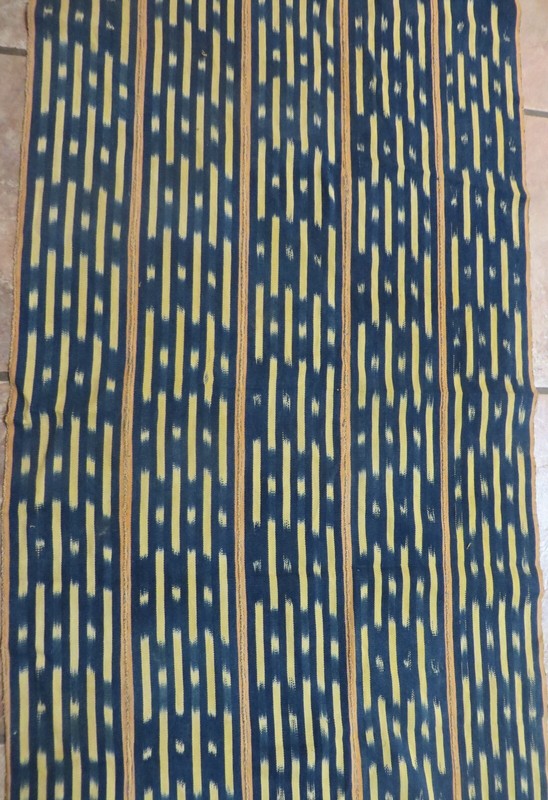 Vintage African,Baule Indigo Dyed Ikat, Strip Woven Scarf/58”x 23"  gallery