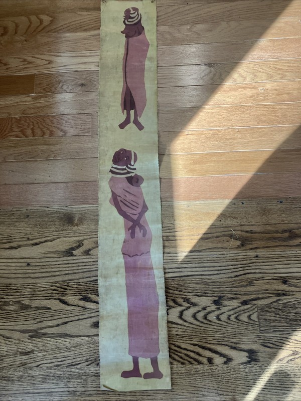 African Batik Wax Cloth Print Wall Hanging Woman 36” X 6”