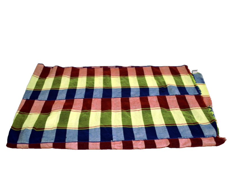 Gambia Fabric Hand Woven Kumandino Cloth 61"X 38" Blue/Light Green/Red/Black gallery